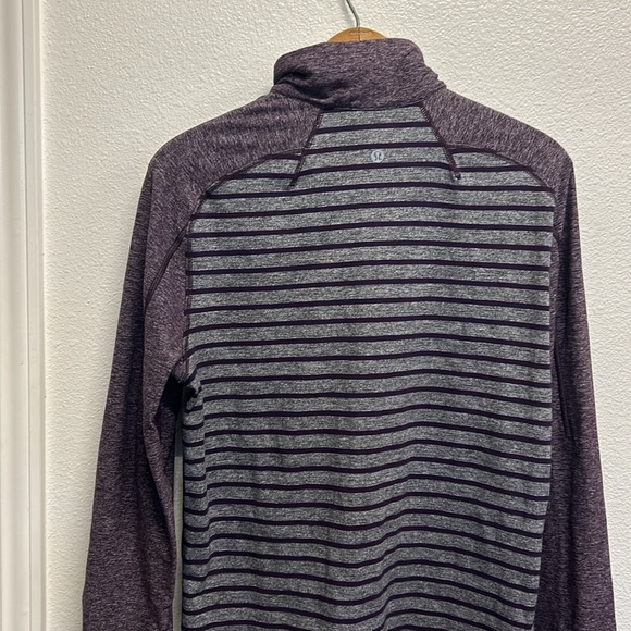 Lululemon Surge Warm 1/2 Zip Pullover Yachtie Stripe heathered grey purple Small - Picture 10 of 13